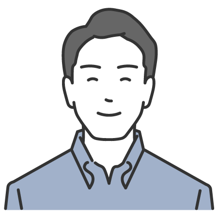 短髪で微笑むカジュアルな男性の人物アイコン